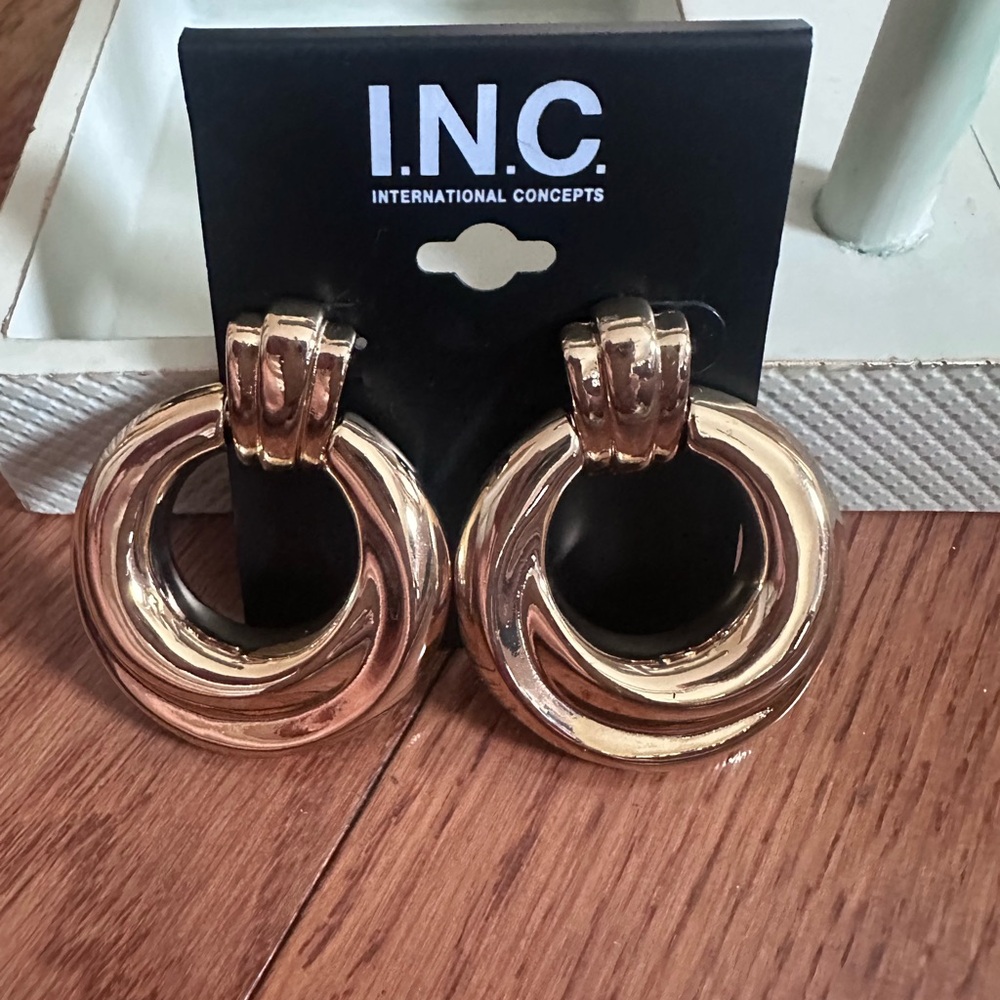 INC International Concepts Gold Double‎ Hoop Earrings